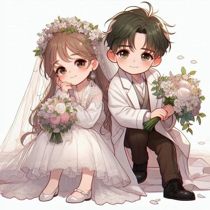 hình cô dâu chú rể chibi 1